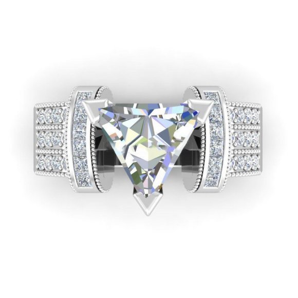Jewelry - FIRM  Trillion Cut White Sapphire .925 Engagement Ring